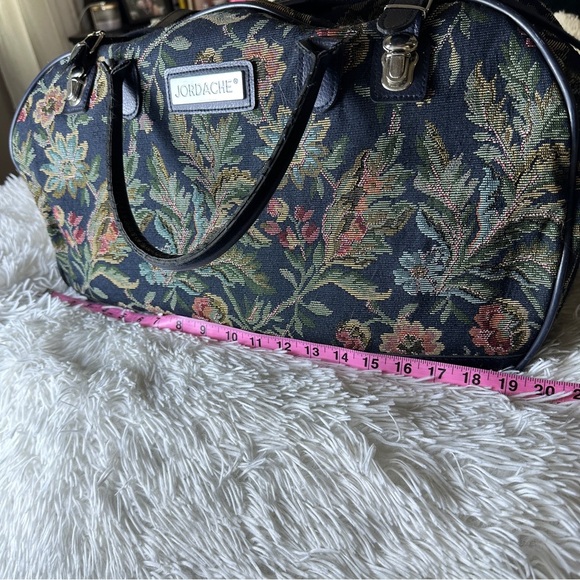 Vintage Jordache Floral Tapestry Duffel Eclectic Grandpa Cottagecore Weekender - Picture 14 of 16